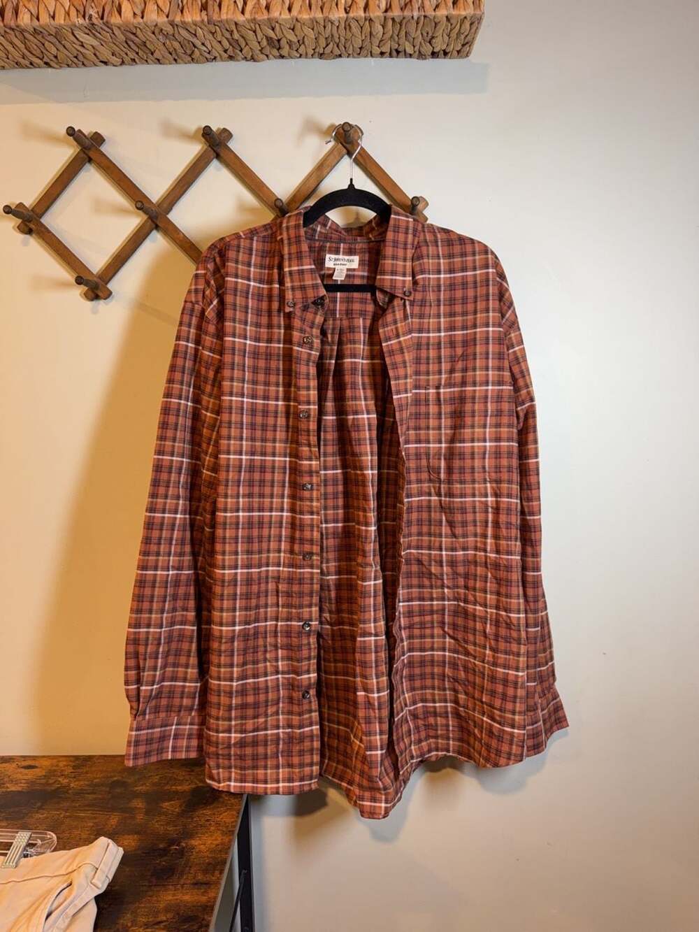 St. John's Bay Iron Free Long Sleeve Plaid Button Down Shirt